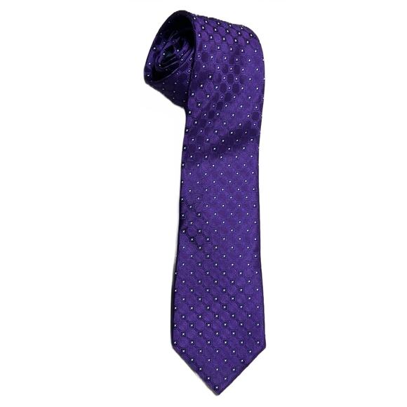 Tommy Hilfiger 100% Silk Purple Dot Tie - Picture 5 of 6